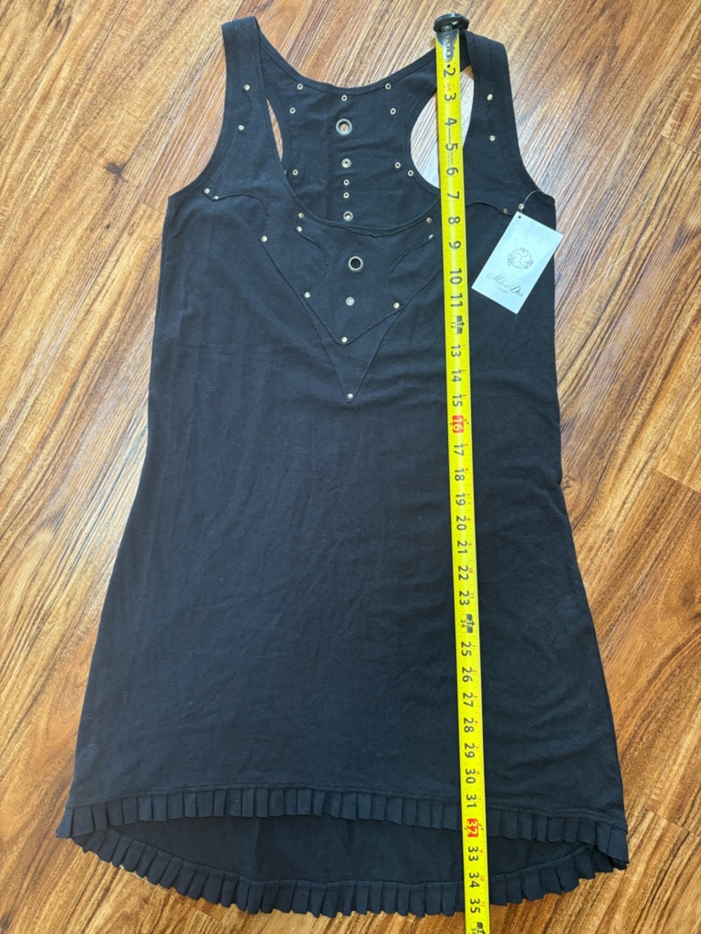 Sleeveless Black Stud-Accent Tank Dress - Unbranded